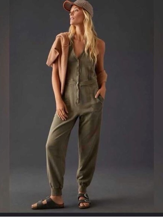 Daily Practice Pants - 🌿 Daily Practice by Anthropologie Oros Green Sleeveless Jumpsuit Size S